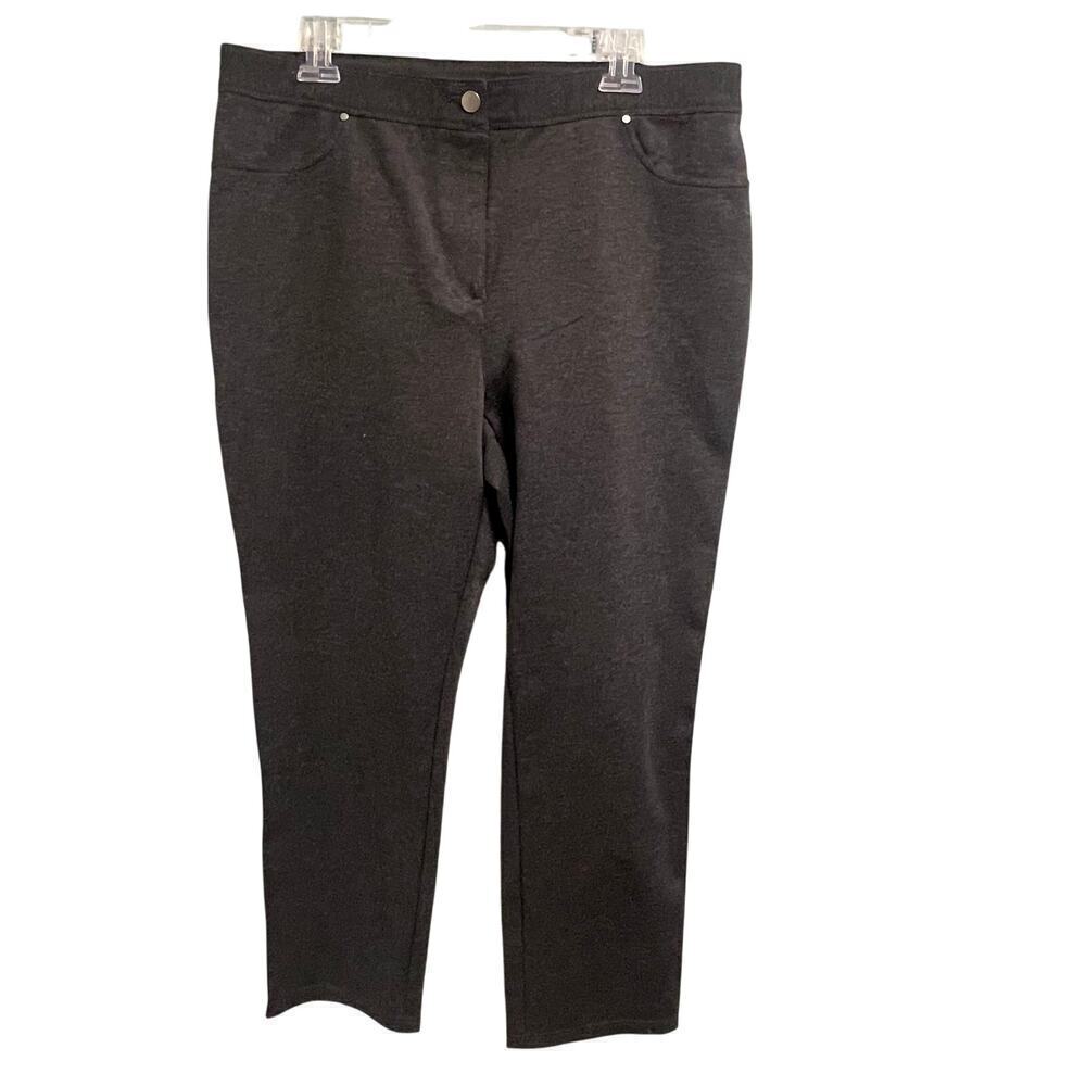 Chicos Size 2.5 Short Stretch Dark Gray Dress Casual Pants Classic Minimalist 12